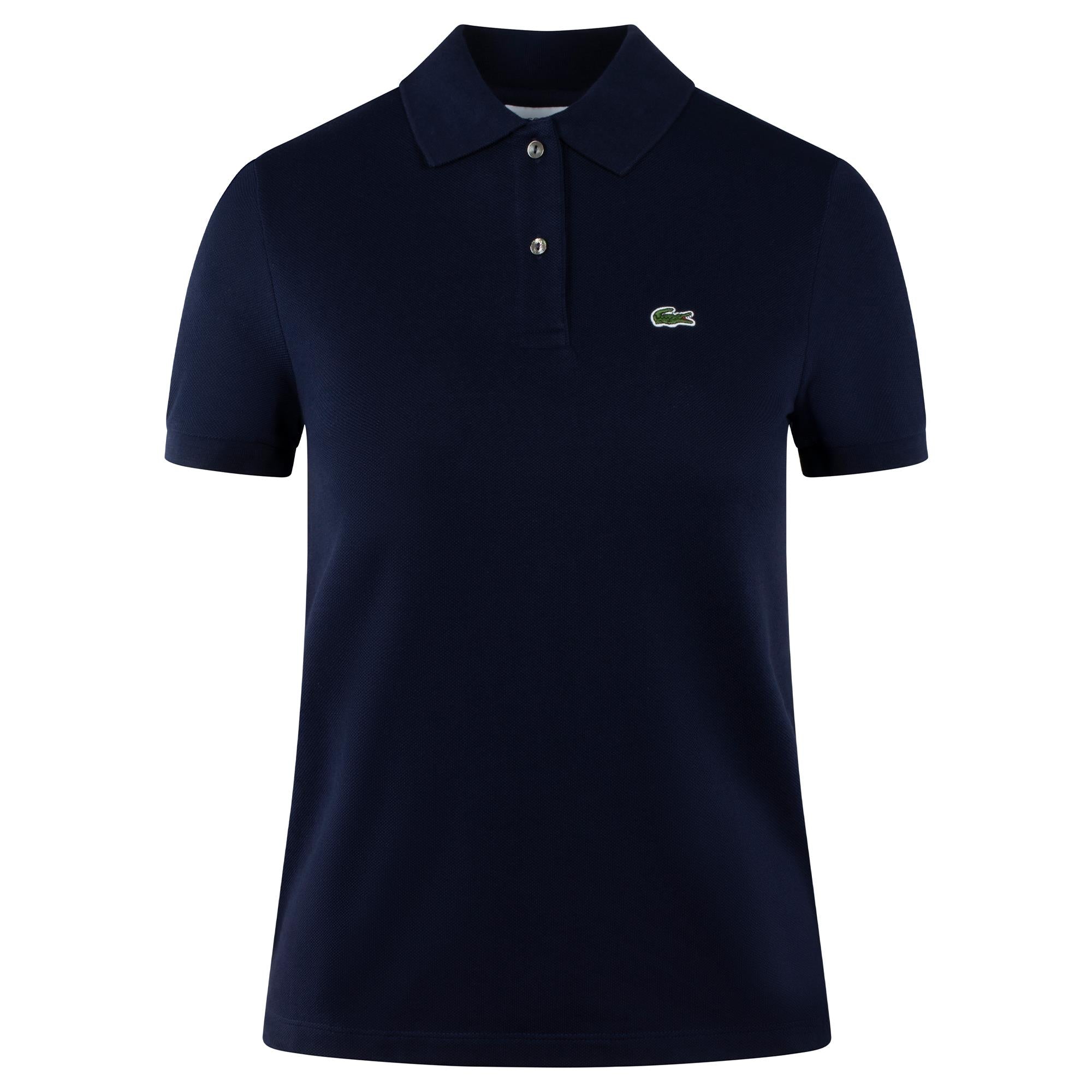Ladies Lacoste Regular Fit Soft Cotton Petit Piqué Polo Shirt Navy Blue